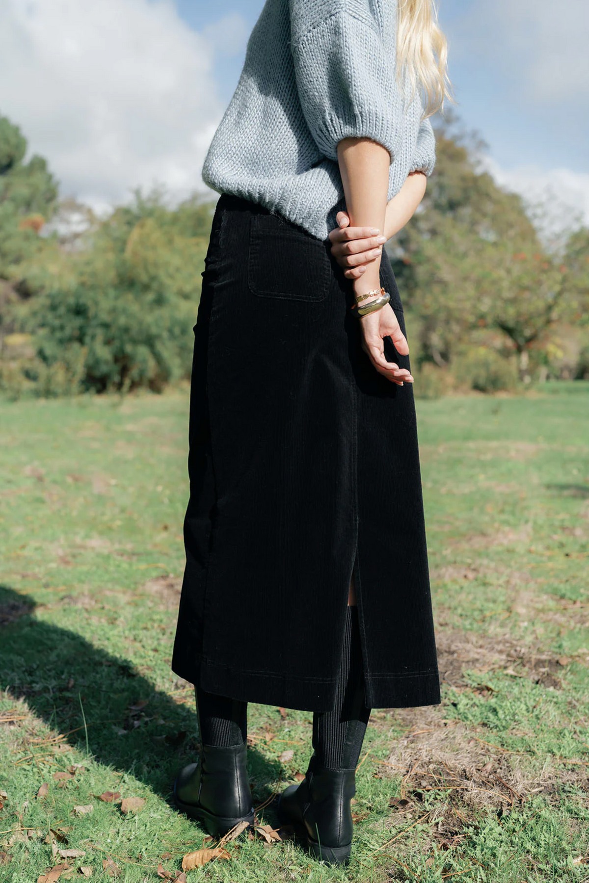 Humidity Billie Cord Skirt in Midnight