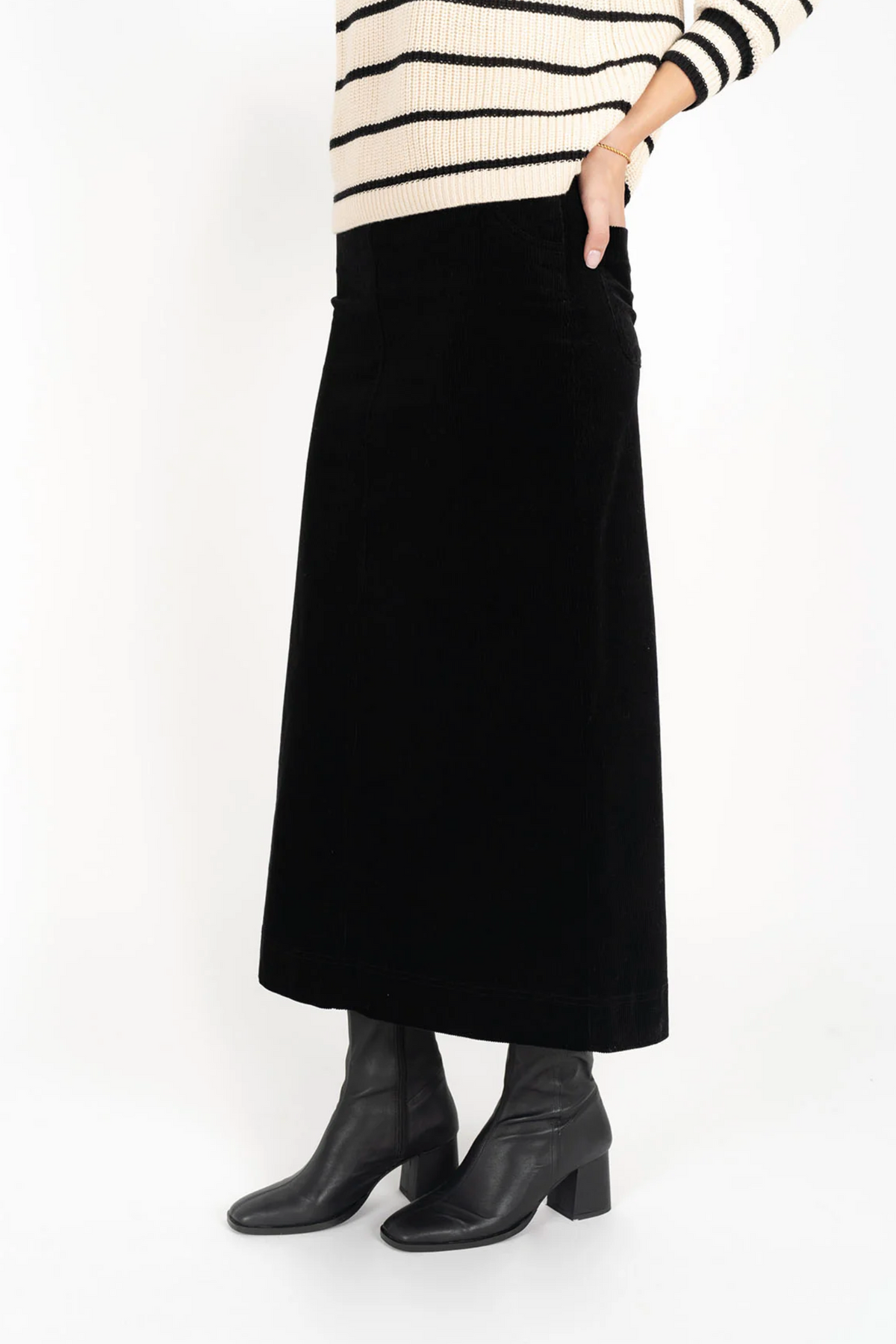 Humidity Billie Cord Skirt in Midnight