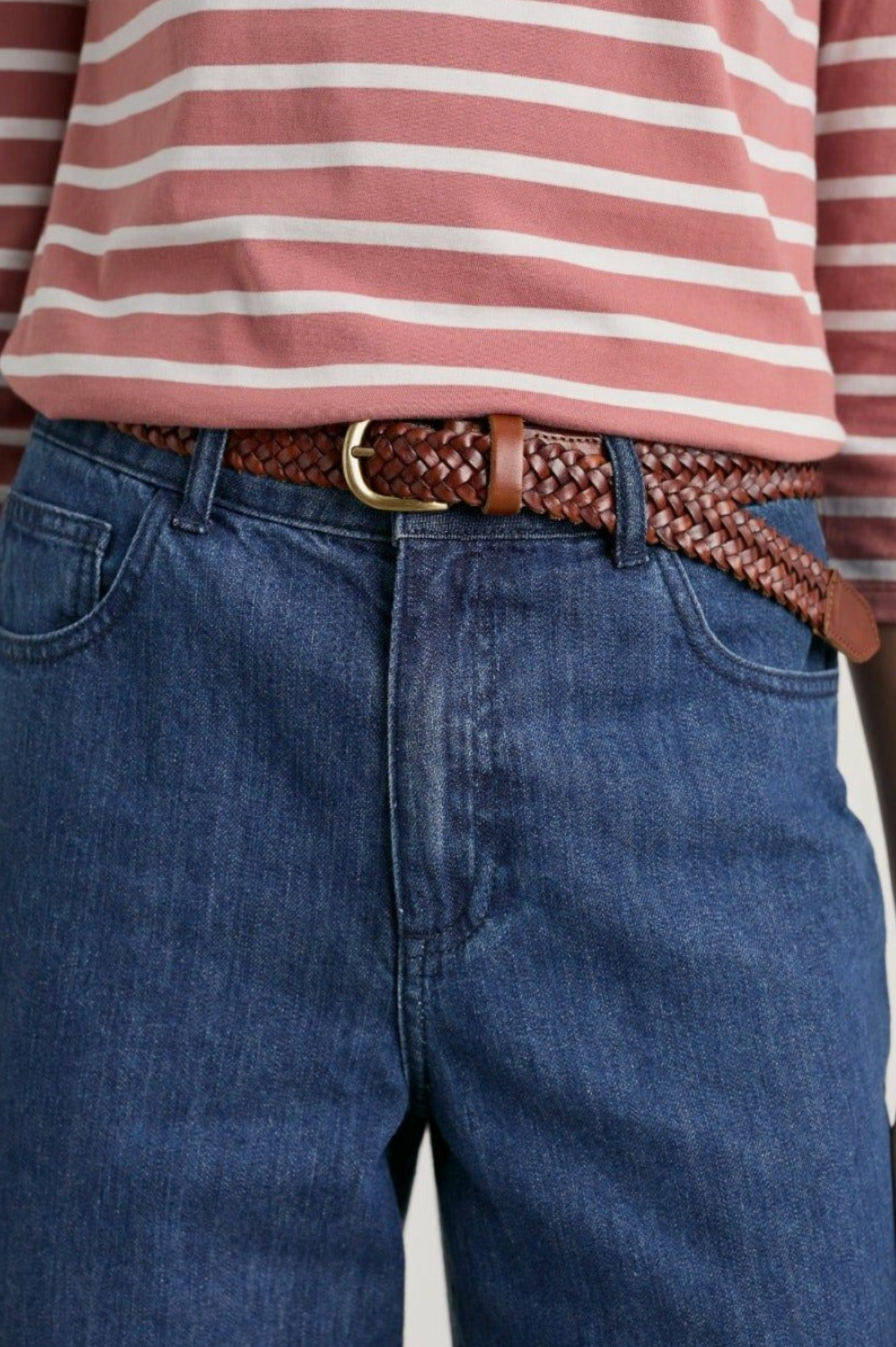 Seasalt Cornwall Intertwined Woven Leather Belt in Tan