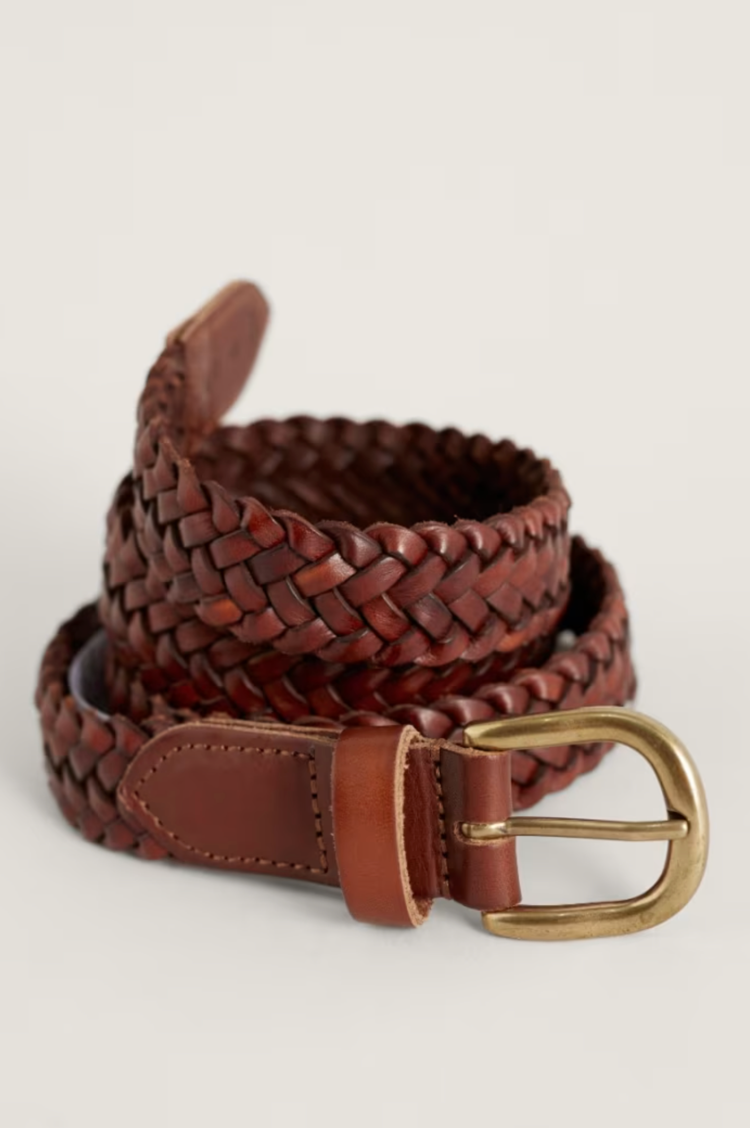 Seasalt Cornwall Intertwined Woven Leather Belt in Tan