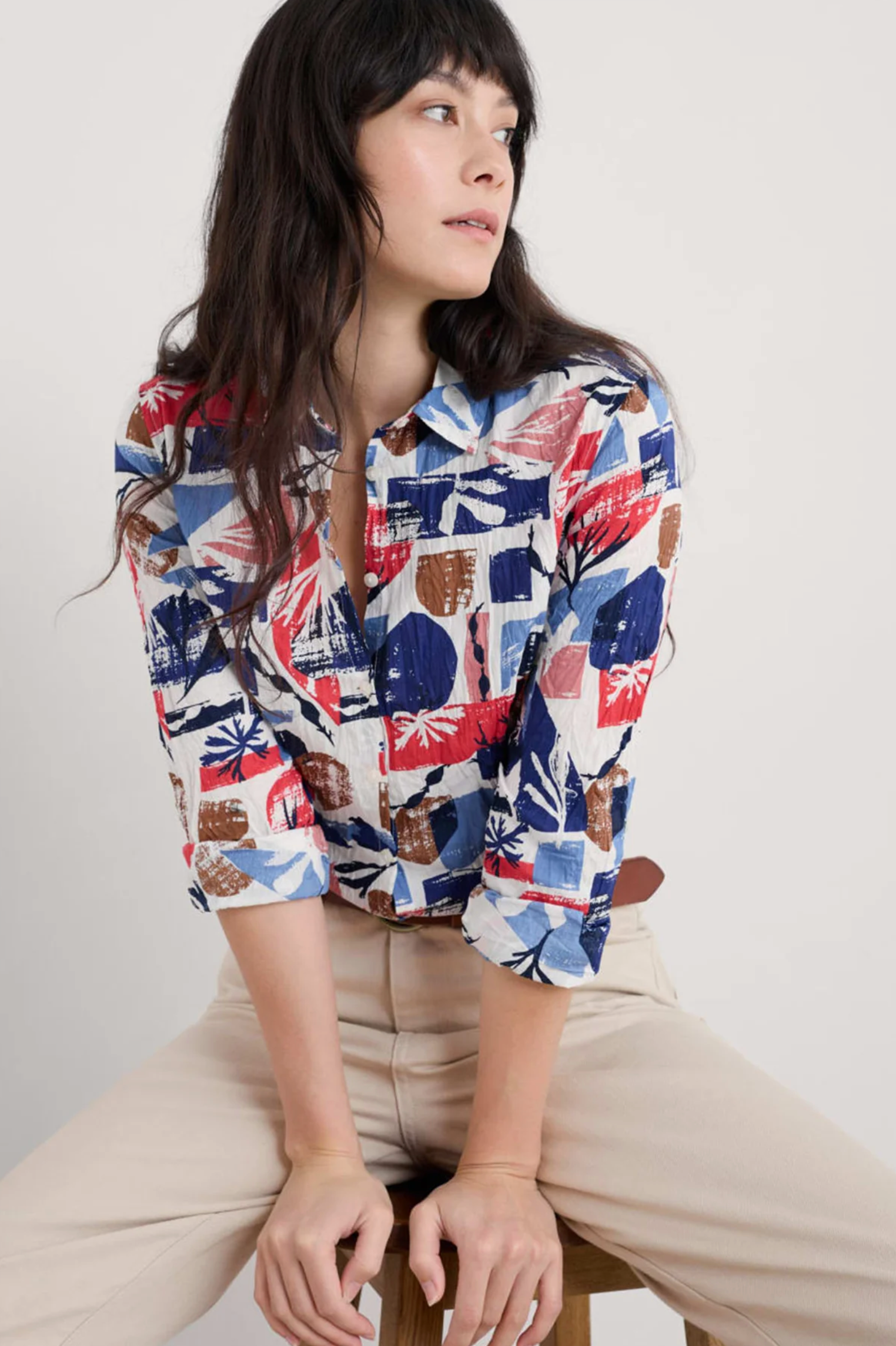 Seasalt Cornwall Larissa Shirt in Marine Forms Chalk