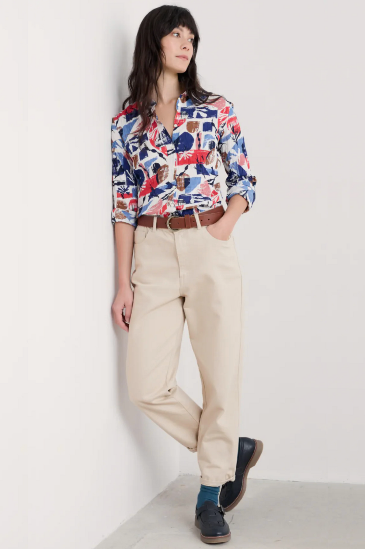 Seasalt Cornwall Larissa Shirt in Marine Forms Chalk