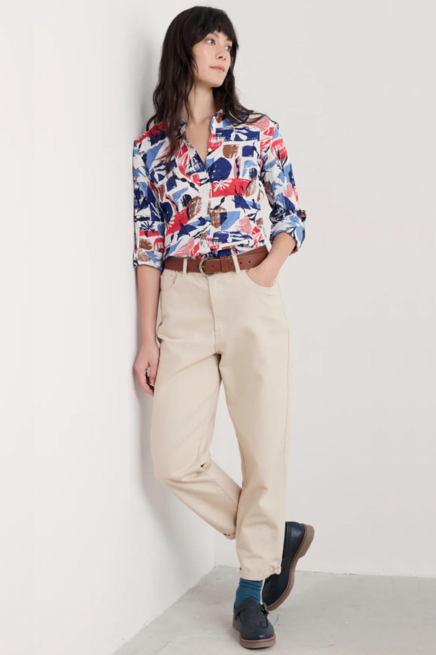 Seasalt Cornwall Larissa Shirt in Marine Forms Chalk