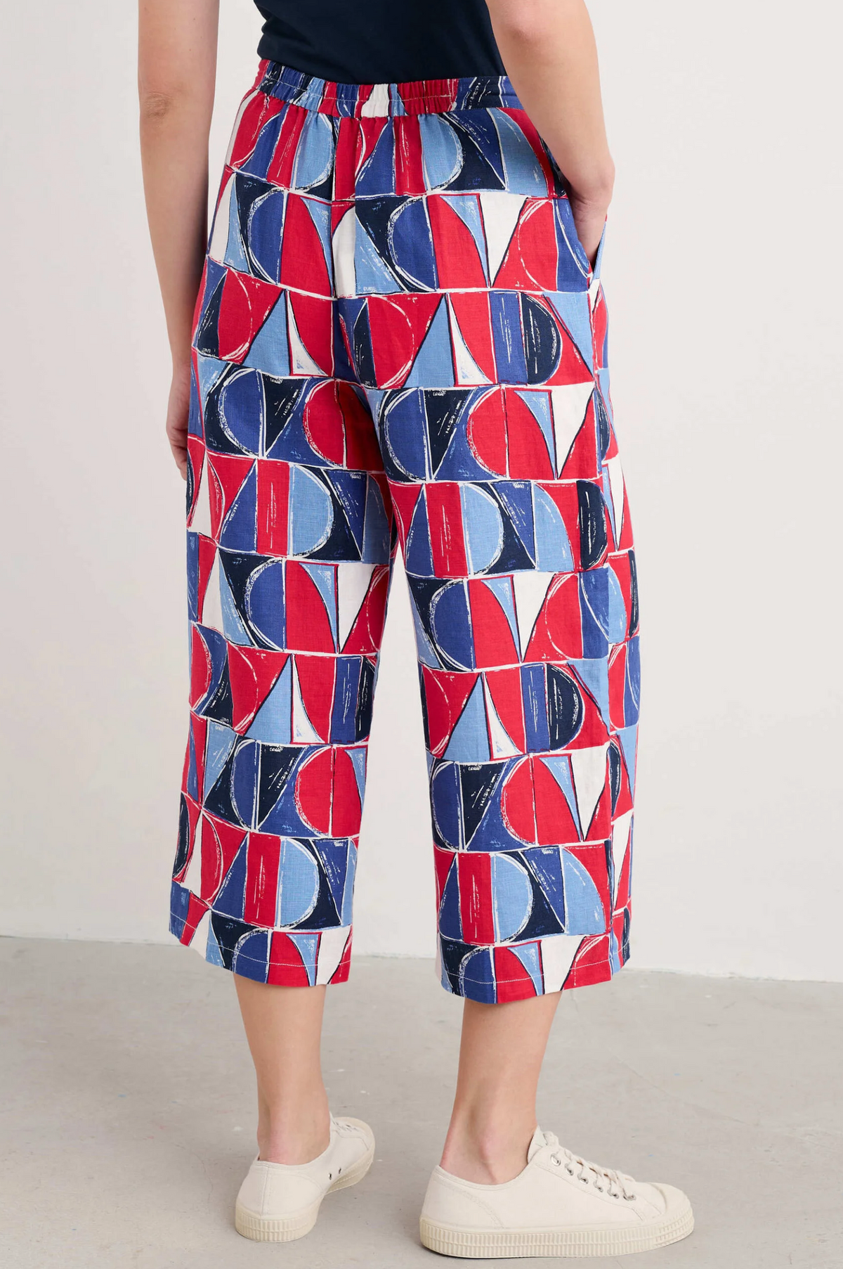 Seasalt Cornwall Peaceful Haven Culottes in Sail Geo Scarlet