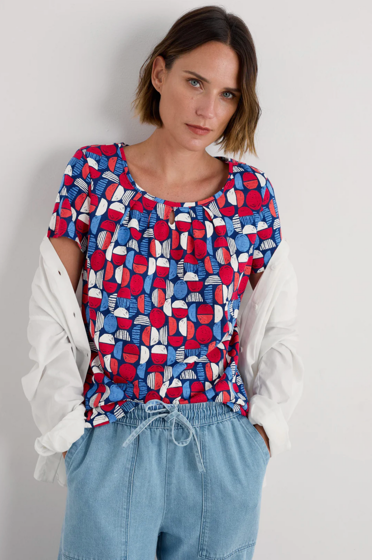 Seasalt Cornwall Appletree T-Shirt in Stacked Bouys Yacht