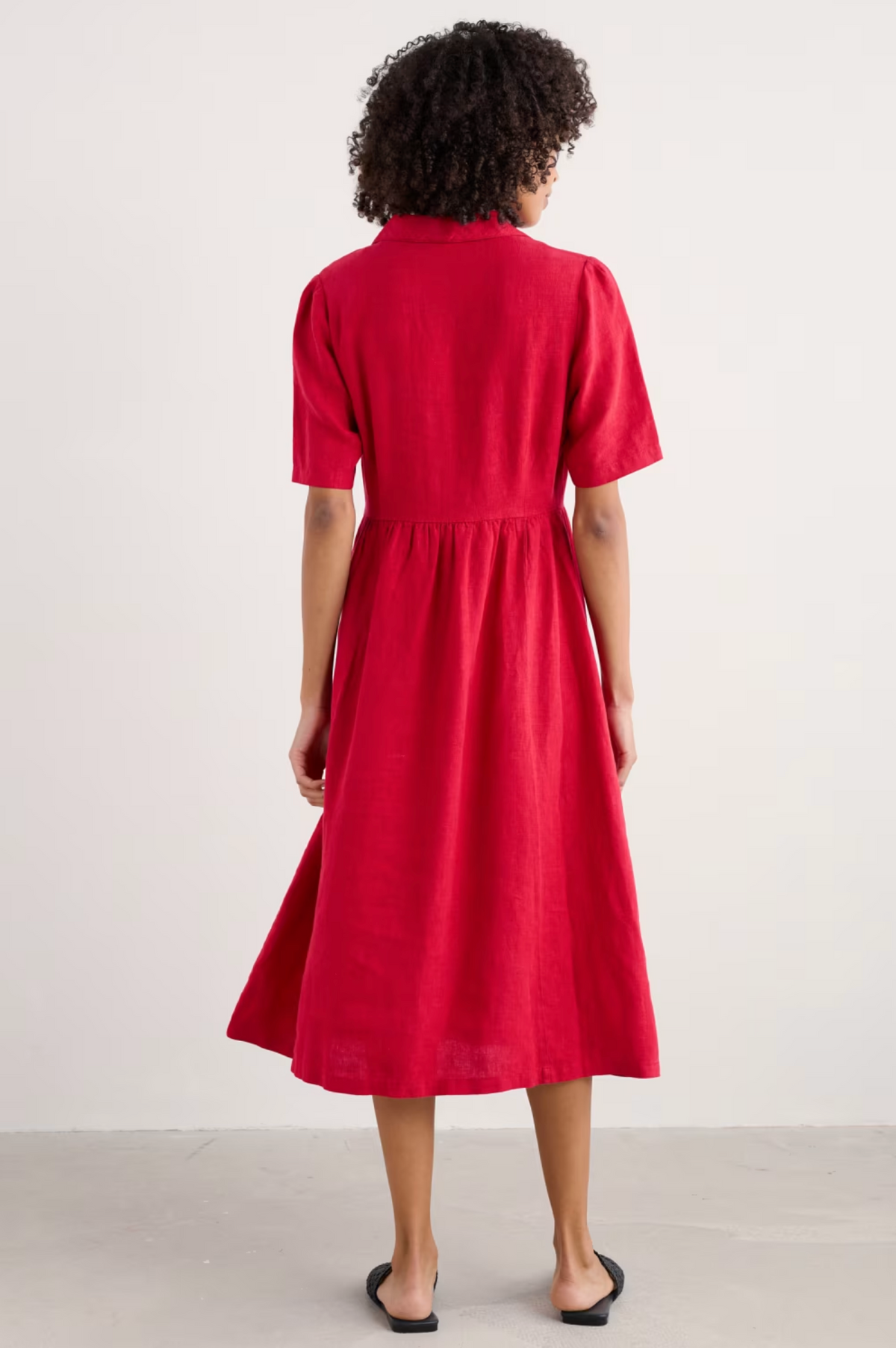 Seasalt Cornwall Fen Violet Linen Midi Dress in Scarlet