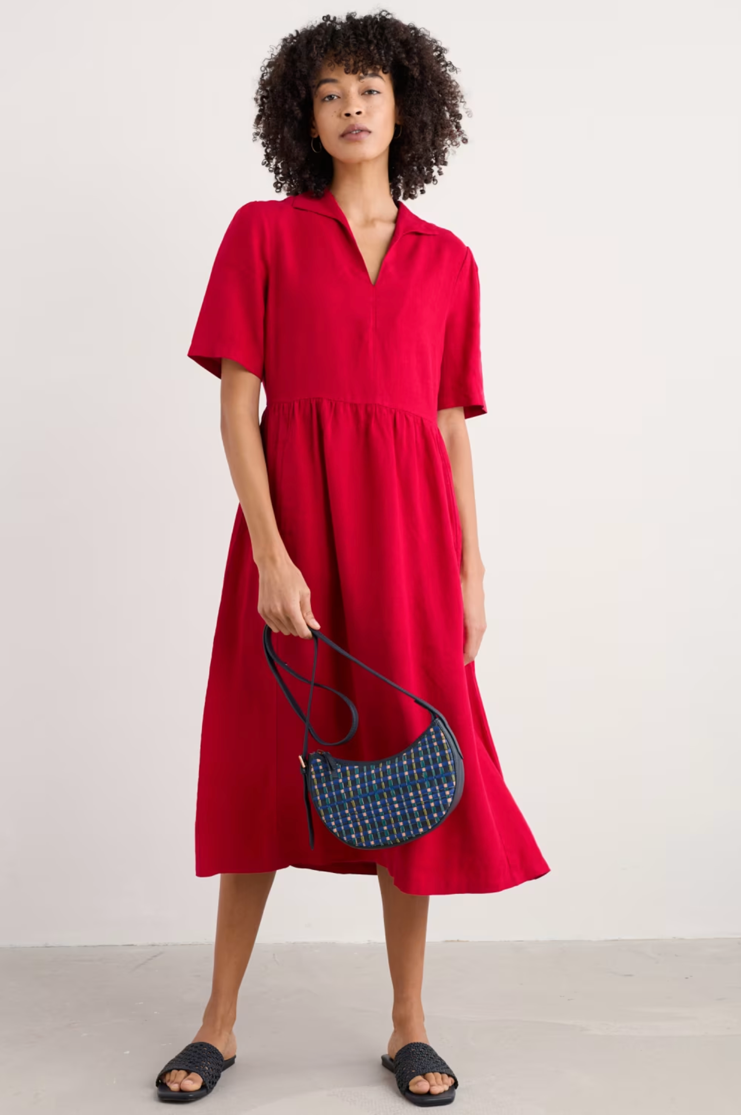 Seasalt Cornwall Fen Violet Linen Midi Dress in Scarlet