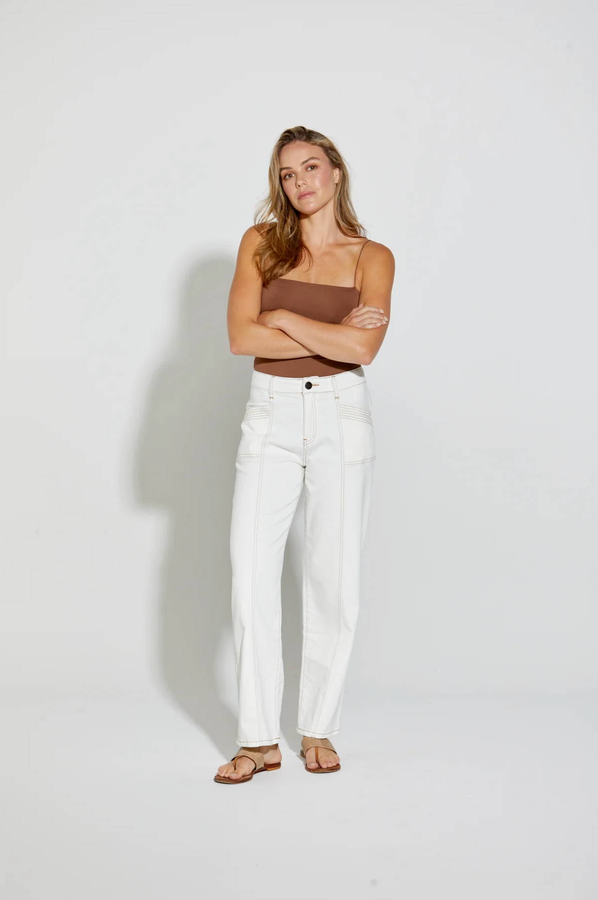 New London Jean Holborn Wide Leg Full Length Jean in Milk
