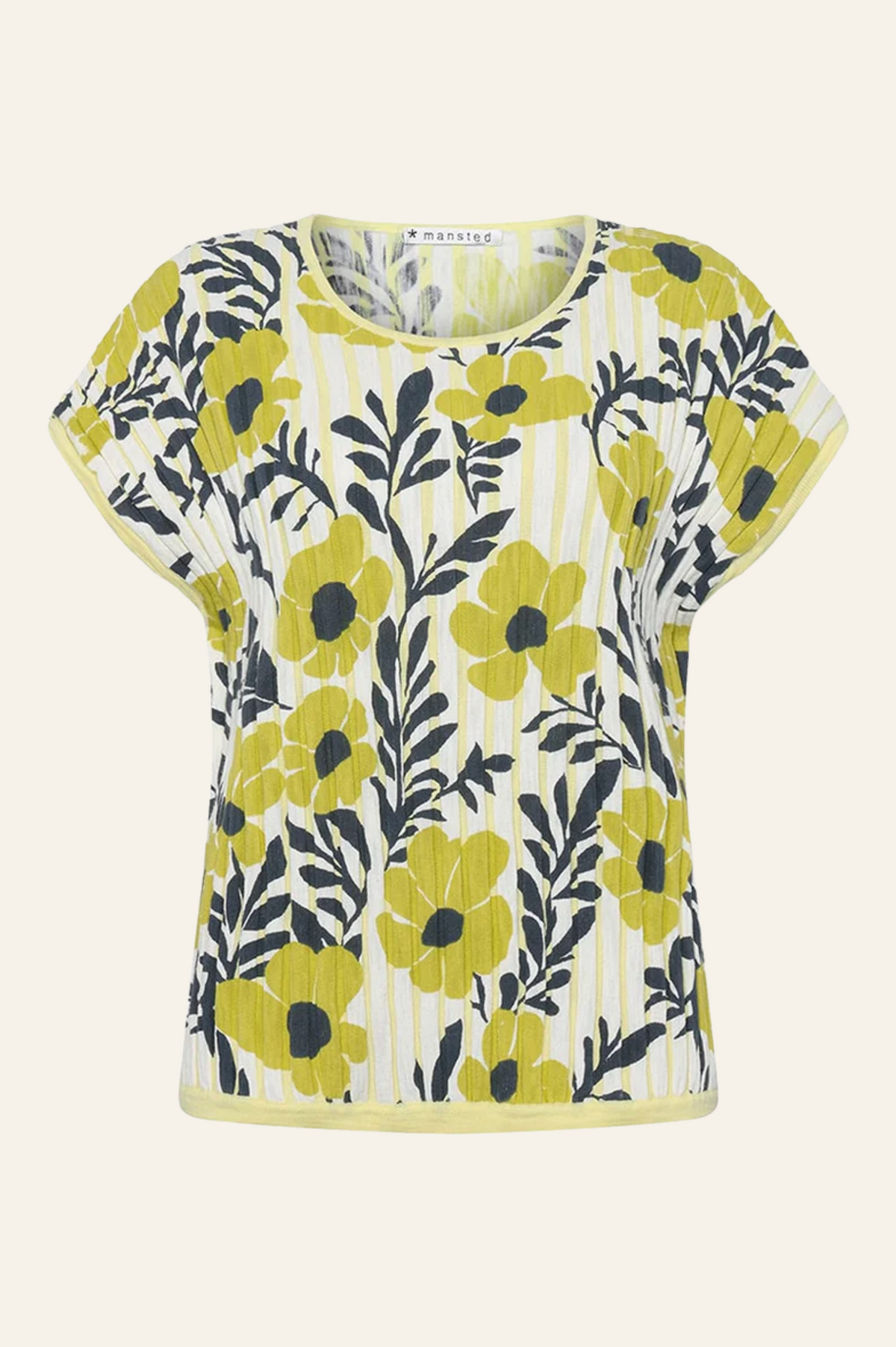 Mansted Denmark Pacific Blooms & Bars Wedge Top in Olive