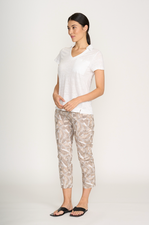 Foil Fuss Free Taper Trapeze Capri Pant in Canopy Print