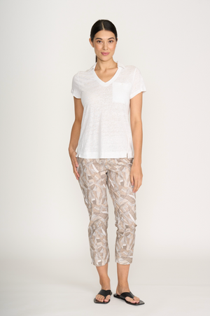 Foil Fuss Free Taper Trapeze Capri Pant in Canopy Print