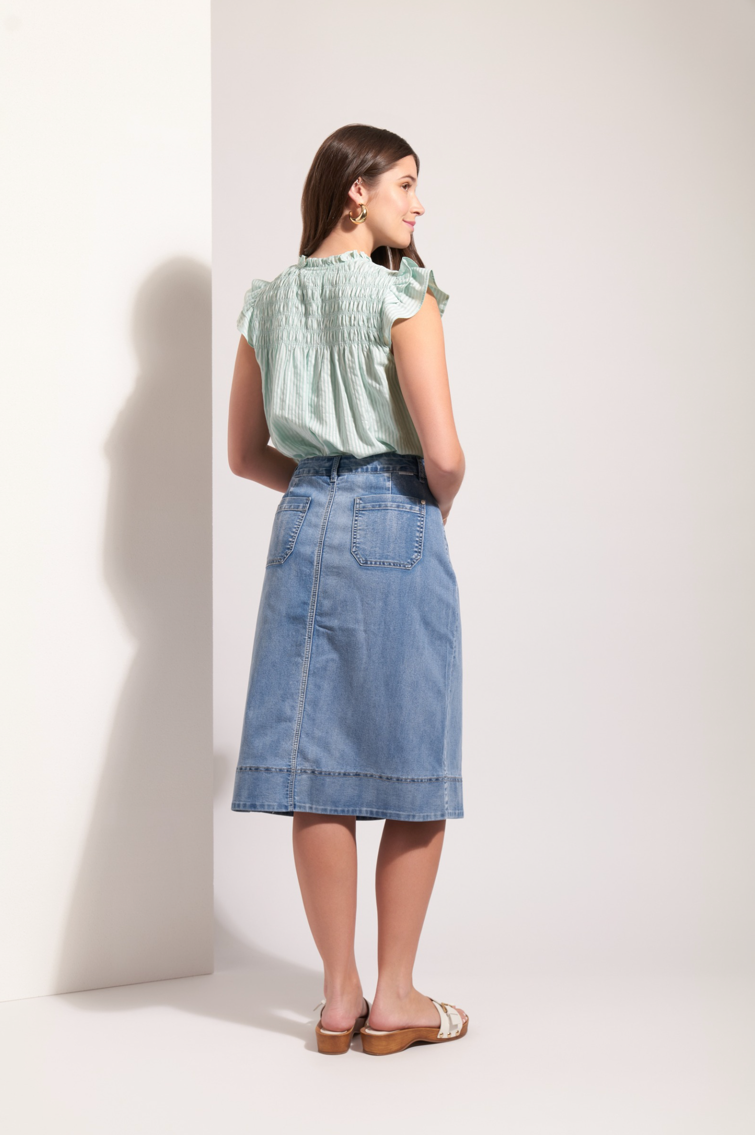 Foil Jean Queen Skirt in Blue Wash
