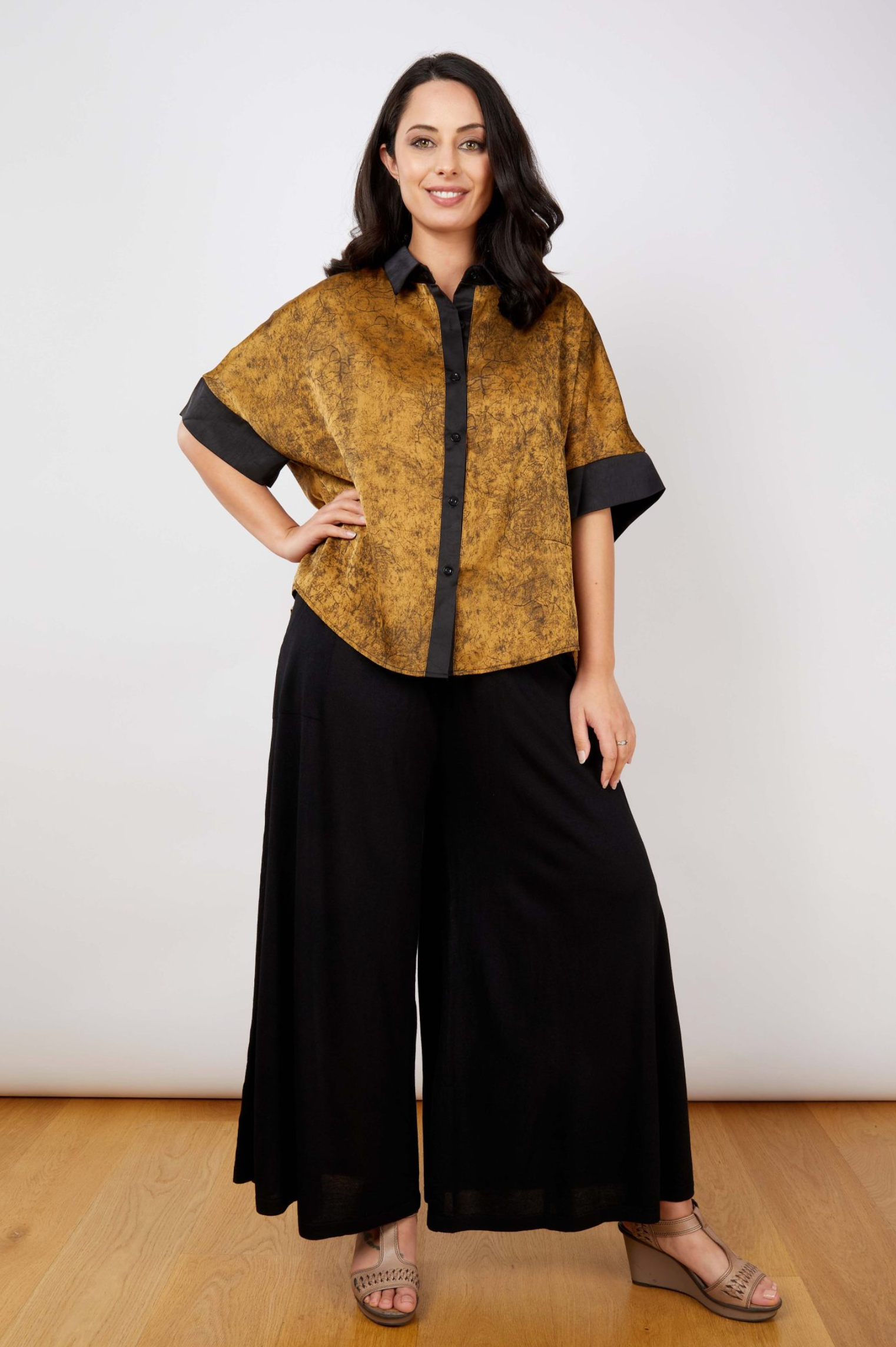 JJ Sisters Atelier Contrast Shirt in Golden Ink