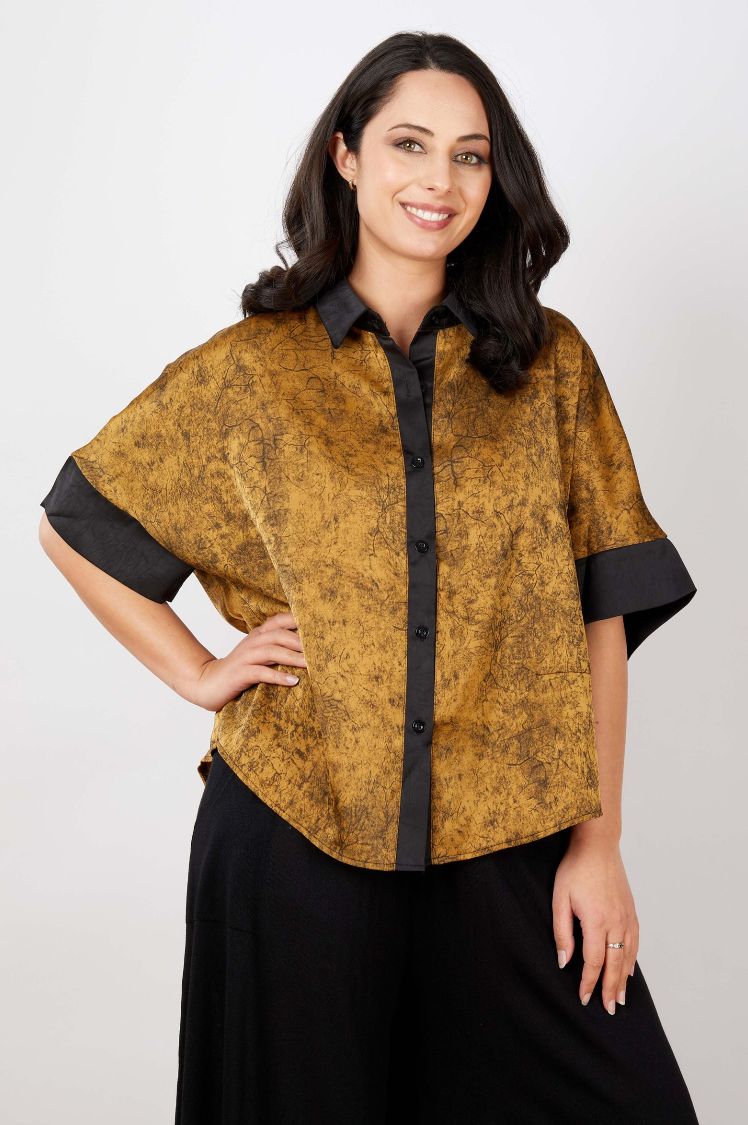 JJ Sisters Atelier Contrast Shirt in Golden Ink