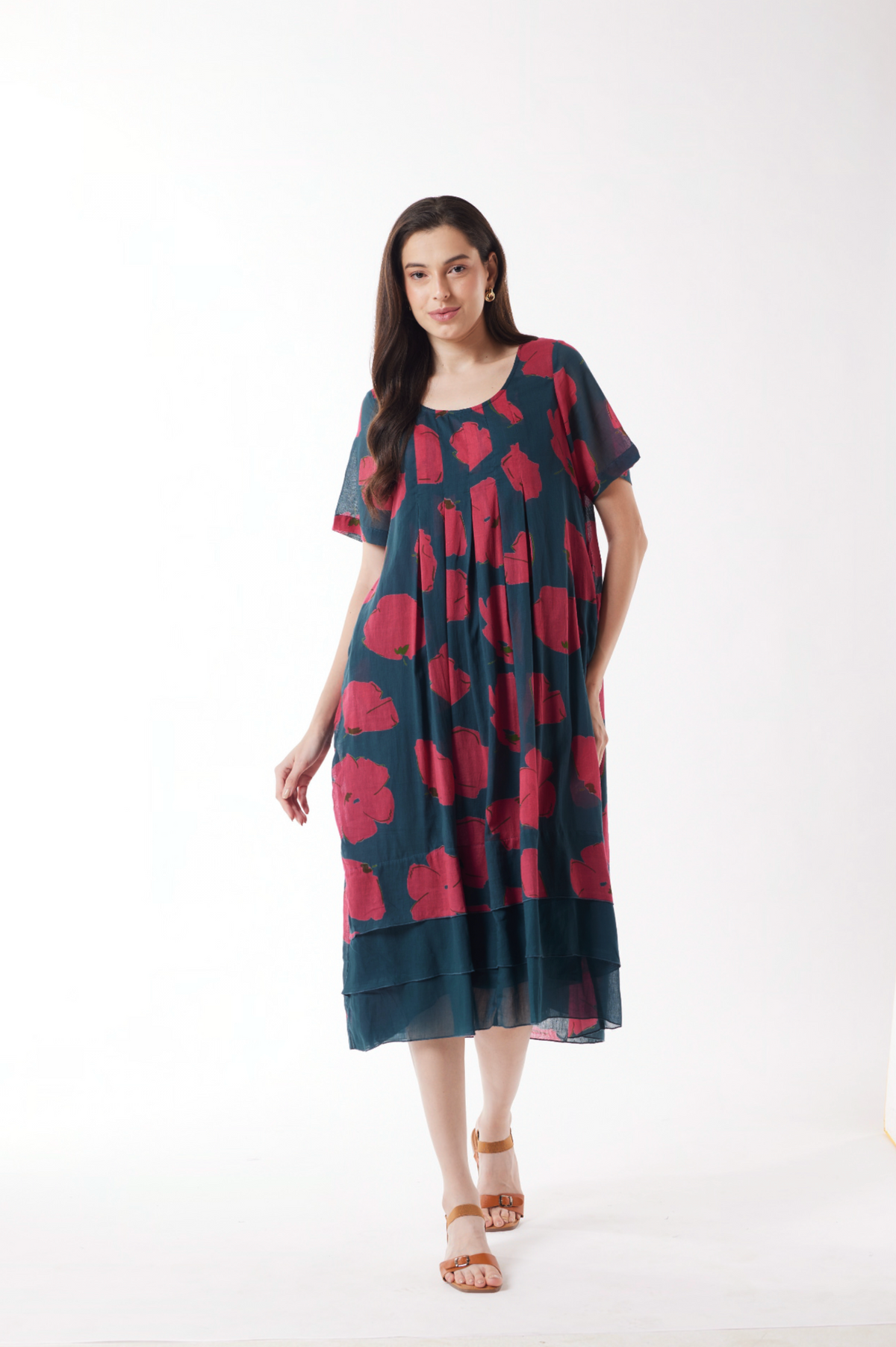 Au Hasard D'un Voyage Poppy Drift Dress in Teal