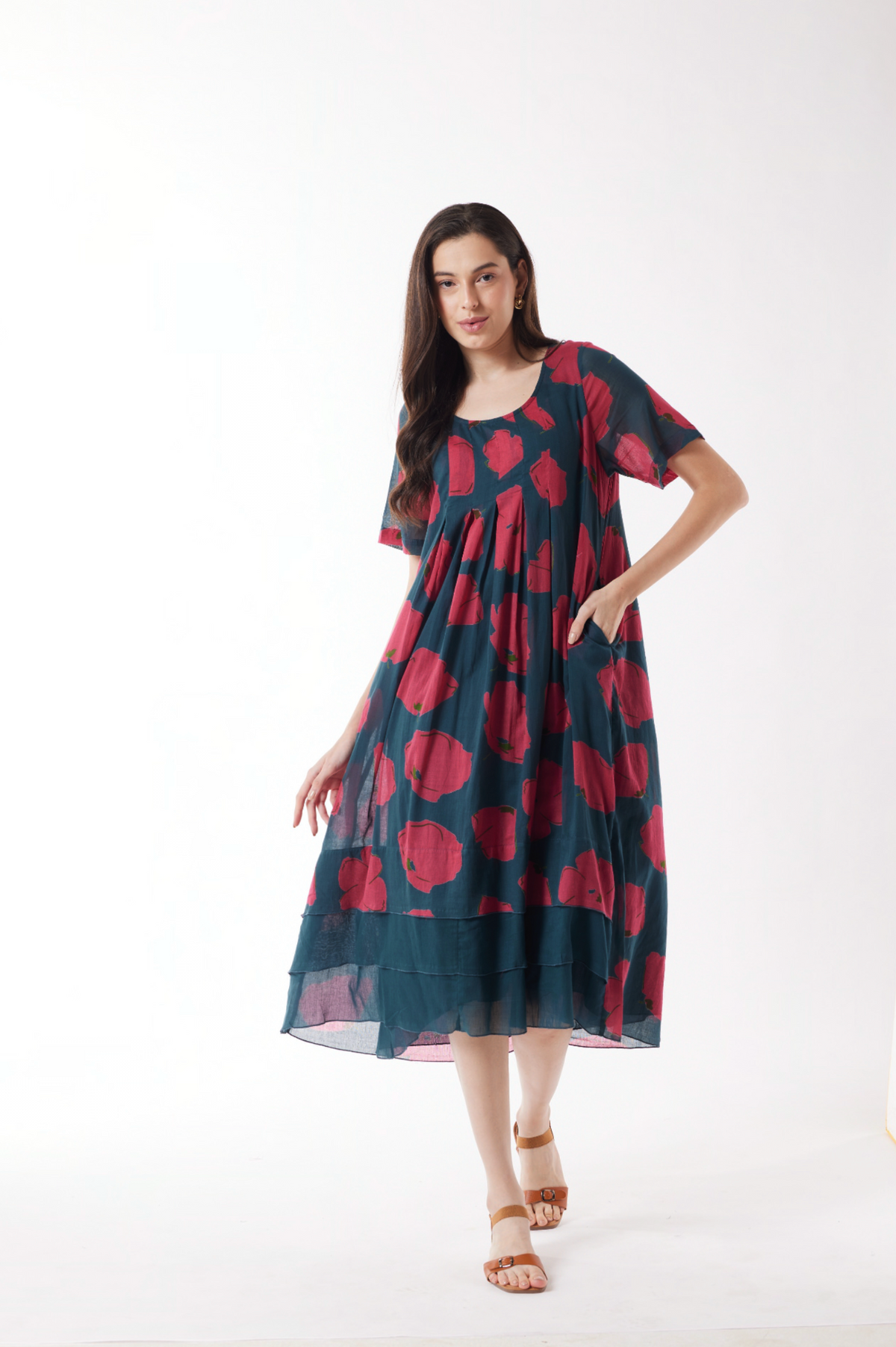 Au Hasard D'un Voyage Poppy Drift Dress in Teal