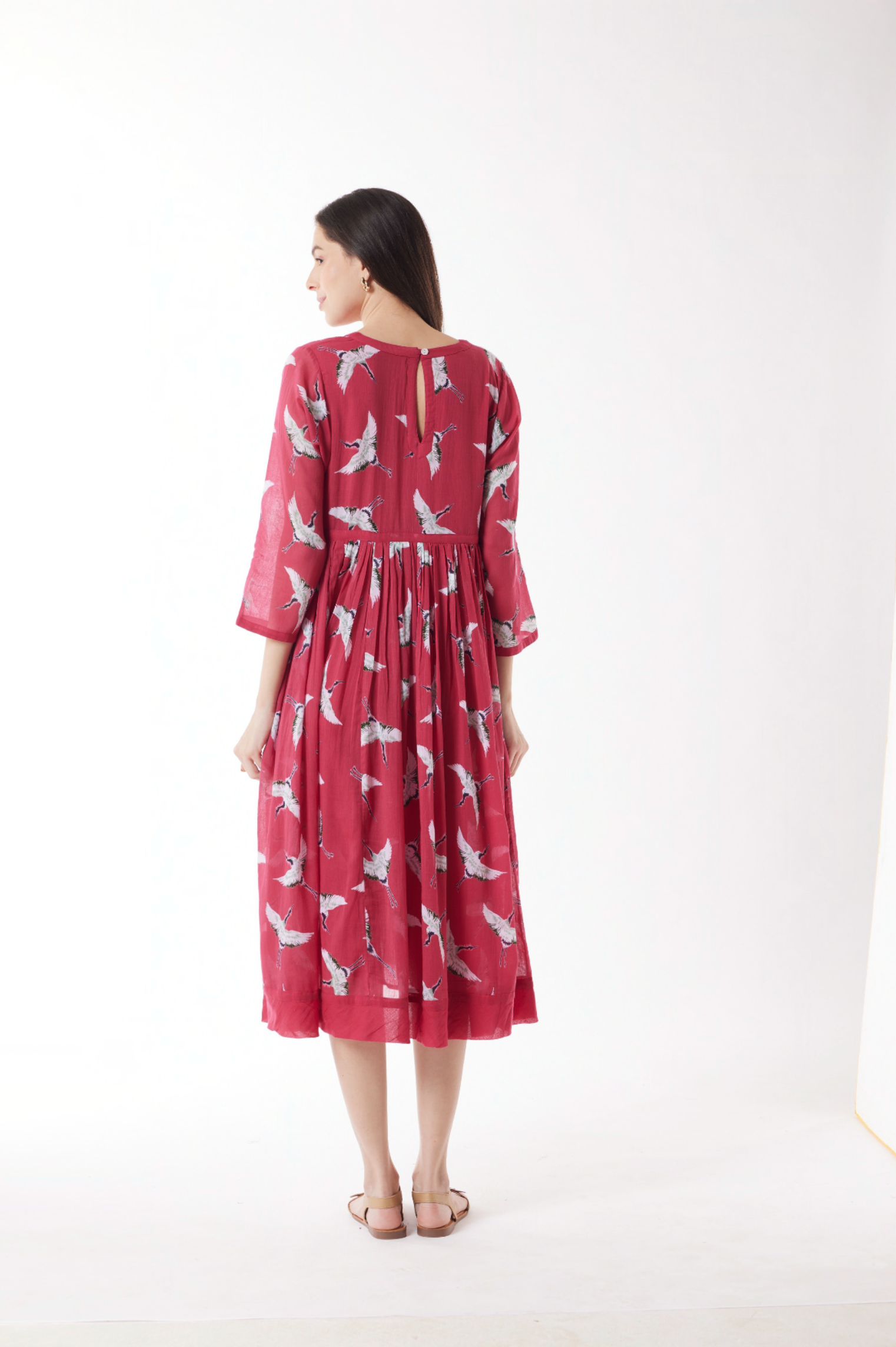 Au Hasard D'un Voyage Soaring Poet Dress in Raspberry Crane
