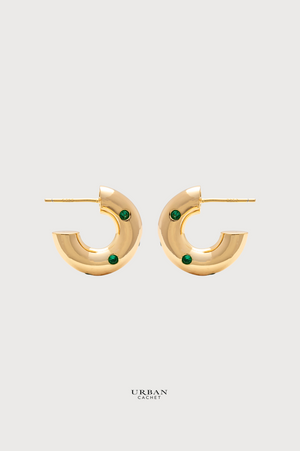 YiSu Design Green Dots Hoop Earrings