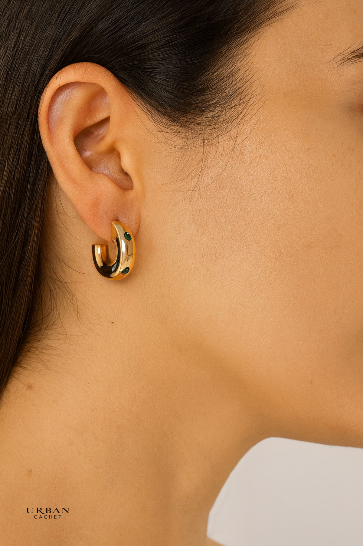 YiSu Design Green Dots Hoop Earrings