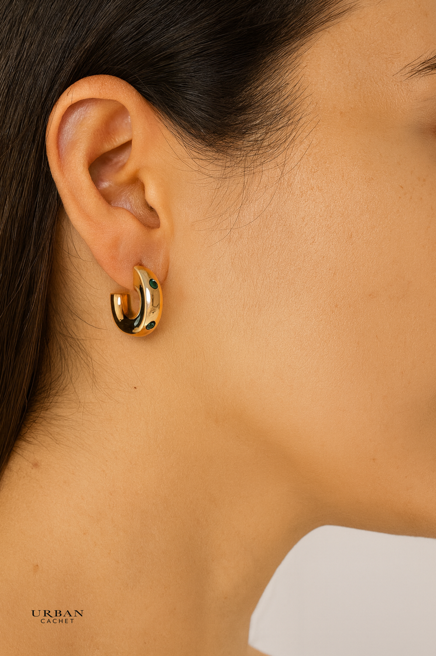 YiSu Design Green Dots Hoop Earrings