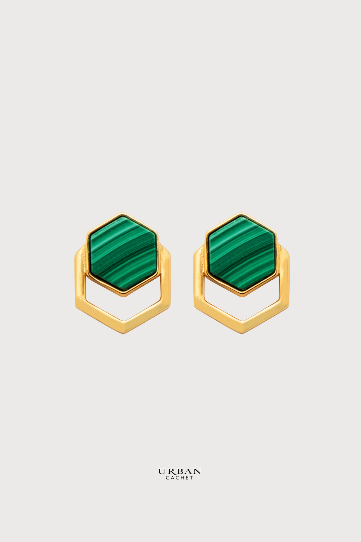 YiSu Design Malachite Hexagon Studs