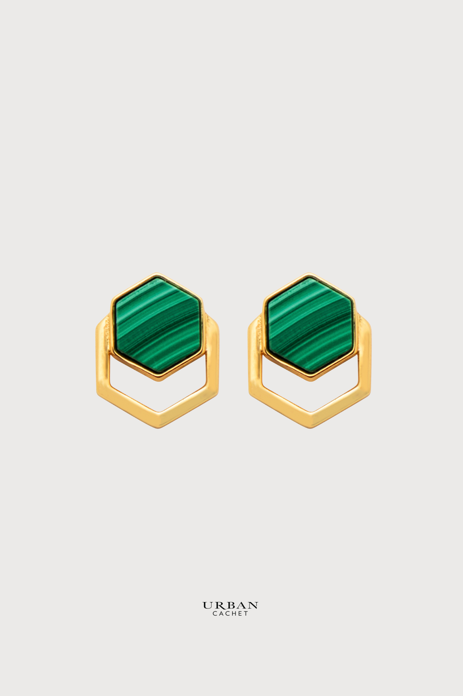 YiSu Design Malachite Hexagon Studs