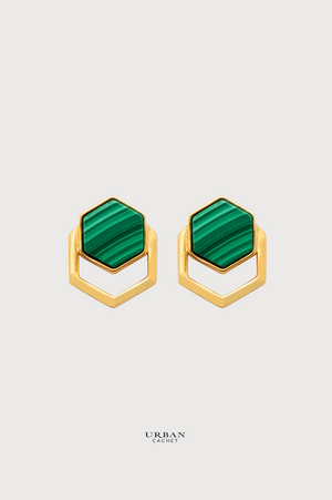 YiSu Design Malachite Hexagon Studs