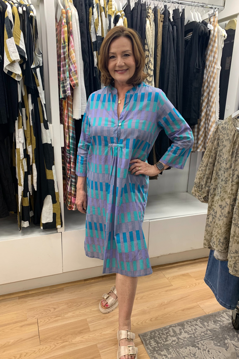 CAKE Seasonal Dress in Purple Block