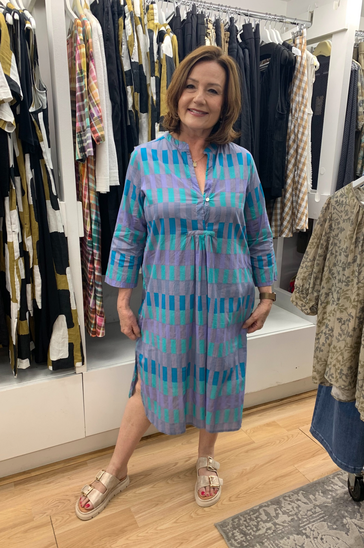 CAKE Seasonal Dress in Purple Block