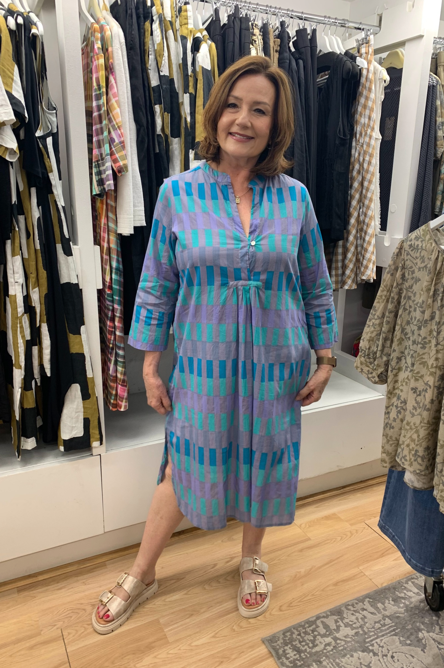 CAKE Seasonal Dress in Purple Block