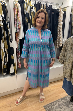 CAKE Seasonal Dress in Purple Block