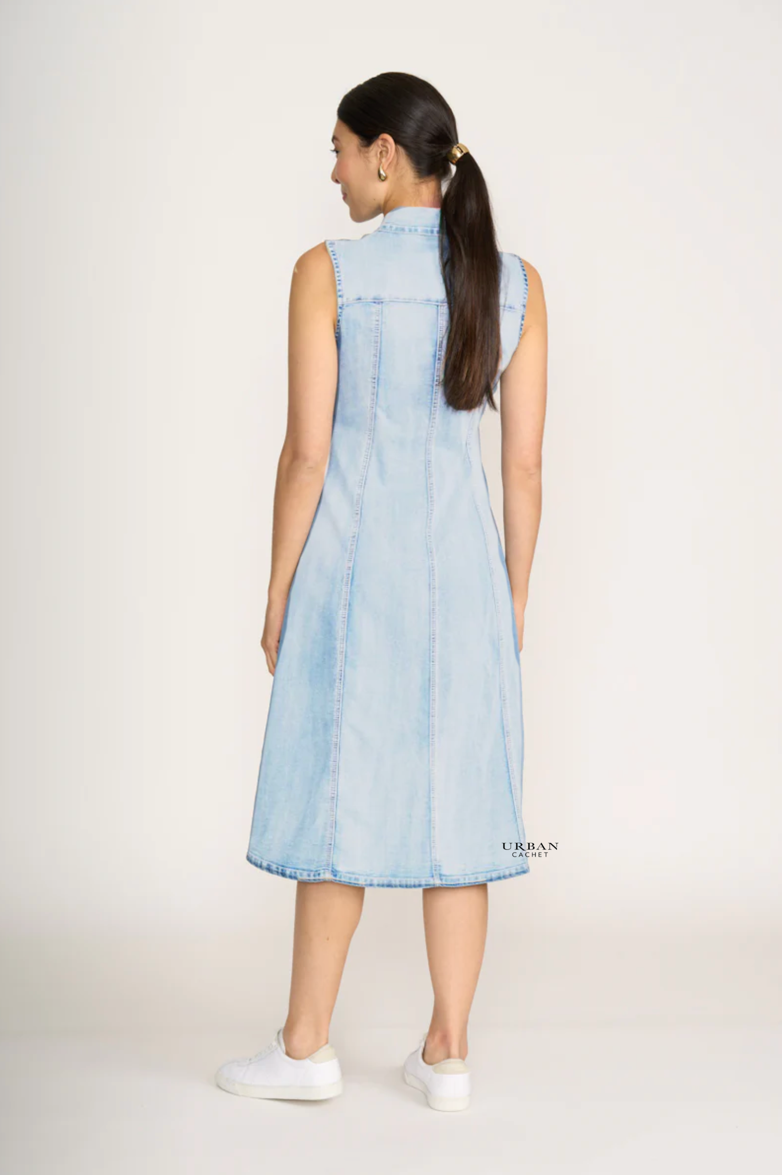 Foil Jean-Eration Dress in Bleach Wash