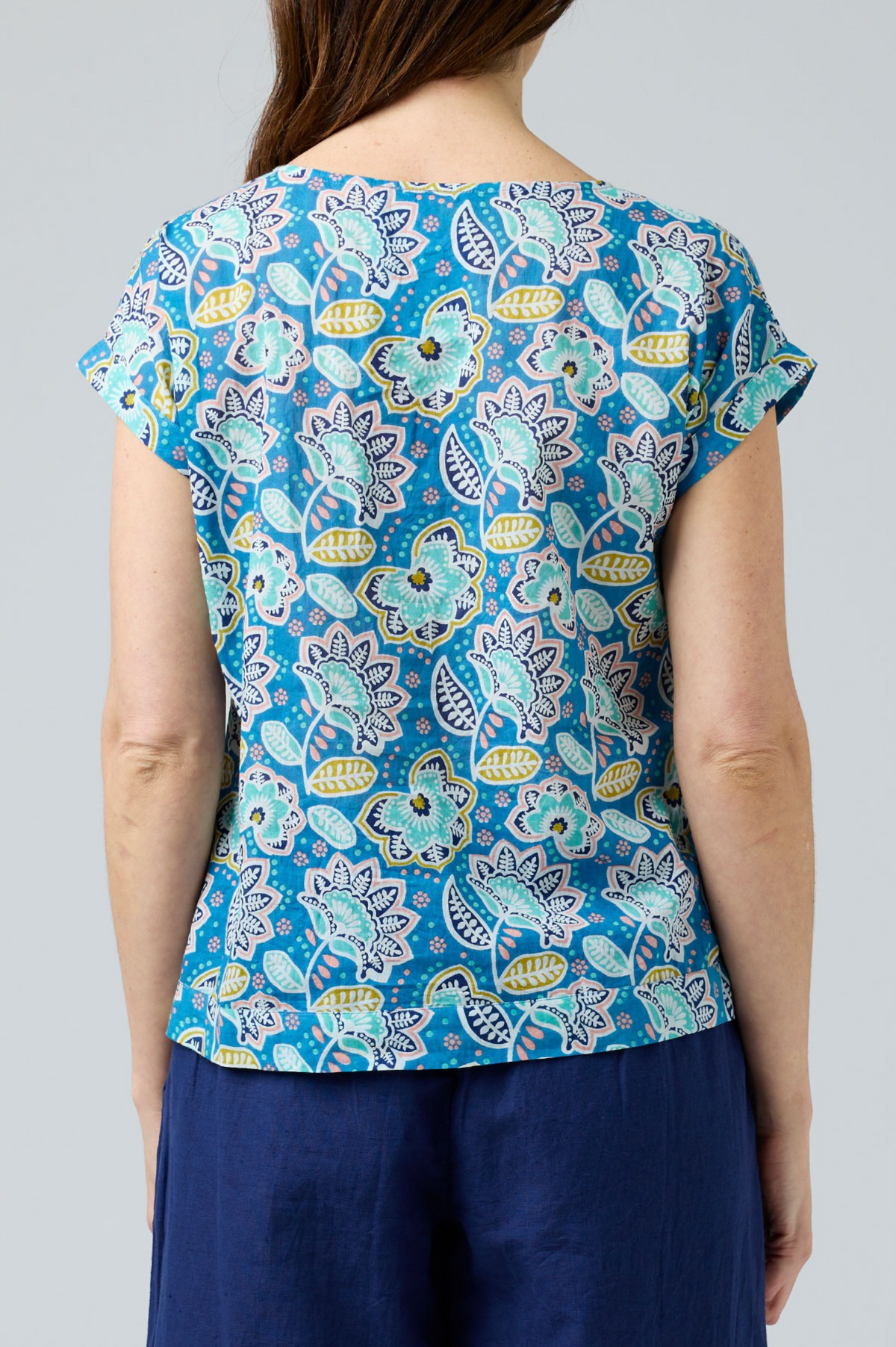 CAKE Vicky Round Neck Cotton Top in Folk Flower
