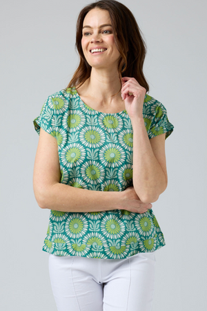 CAKE Vicky Round Neck Cotton Top in Vintage Flower