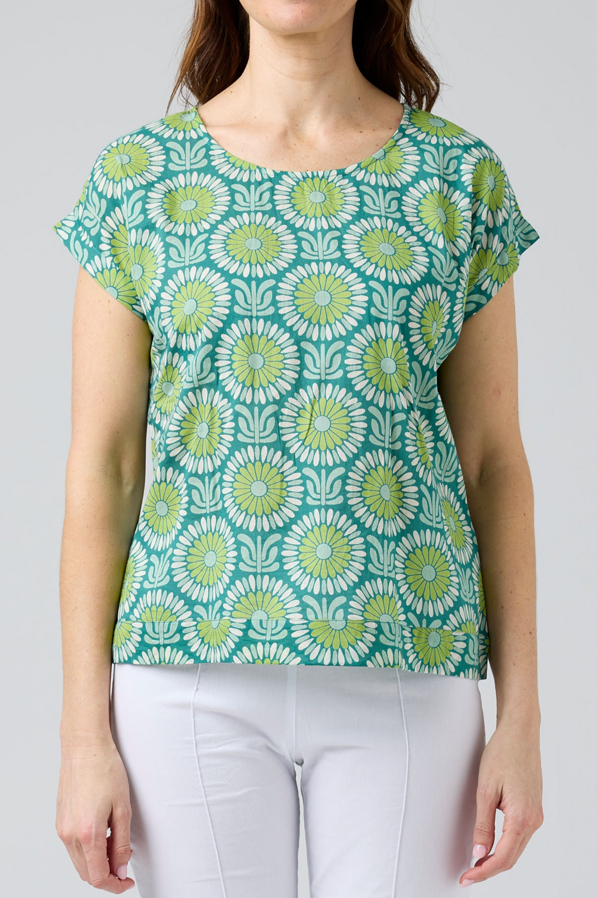 CAKE Vicky Round Neck Cotton Top in Vintage Flower