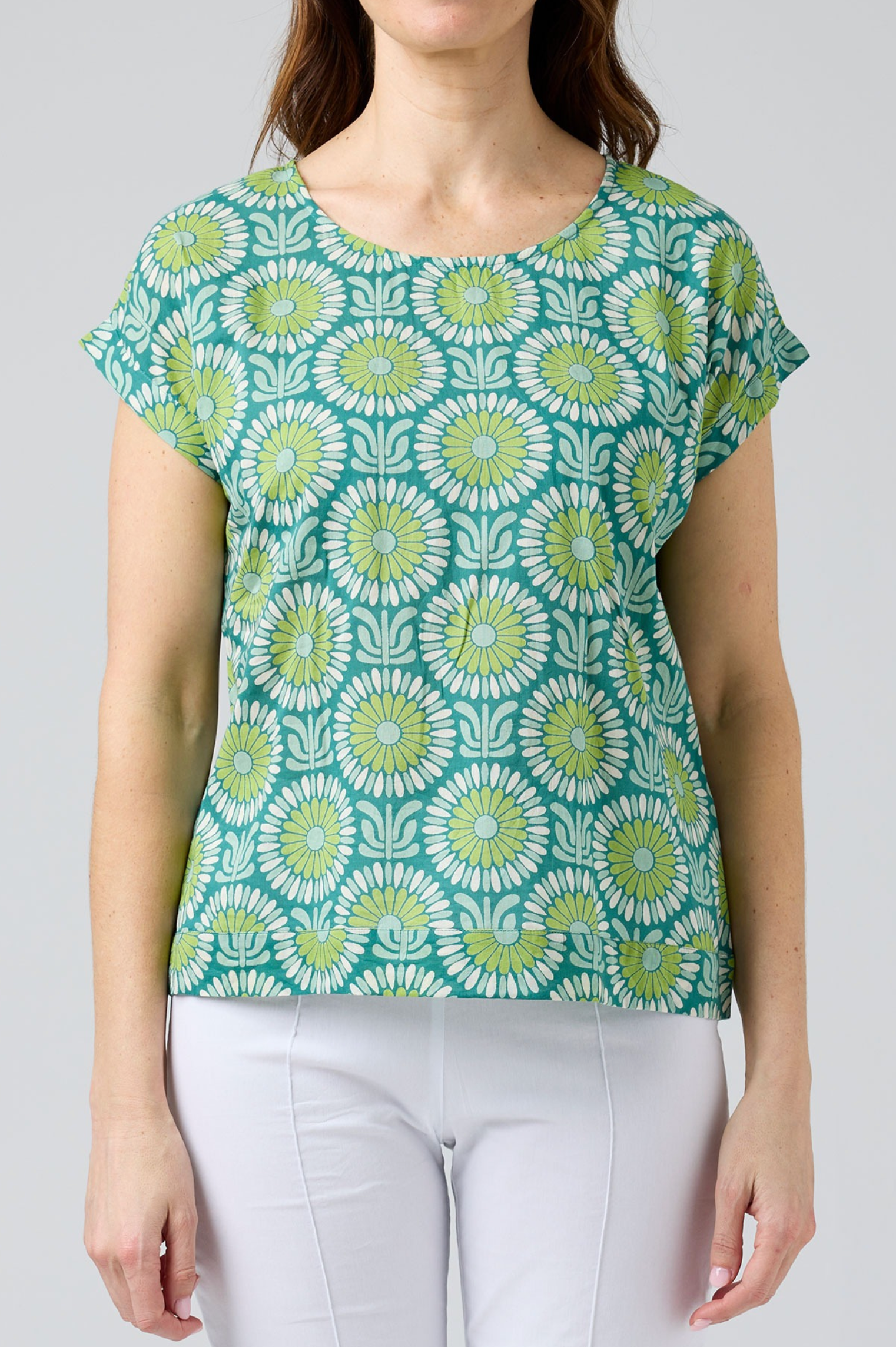 CAKE Vicky Round Neck Cotton Top in Vintage Flower