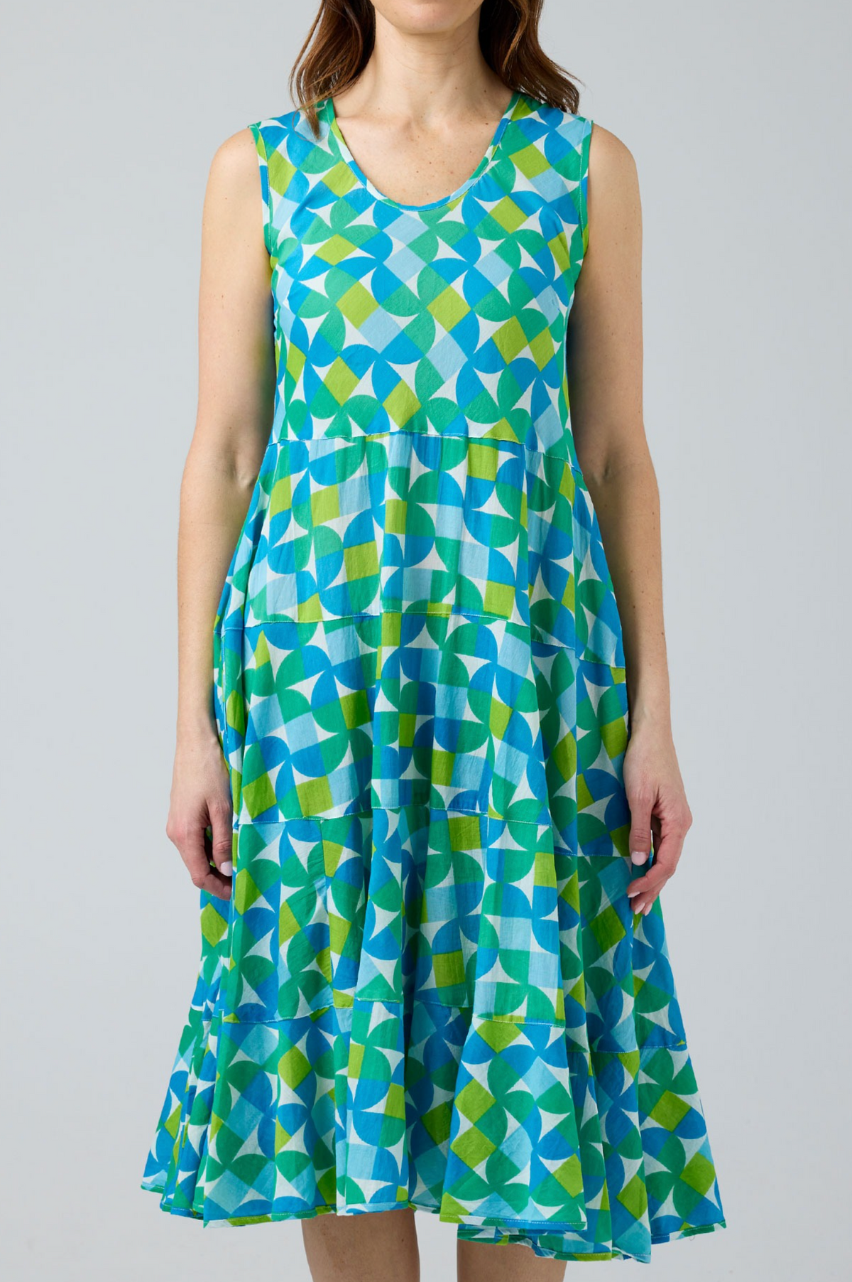 CAKE Illiana Cotton Dress in Square Circle