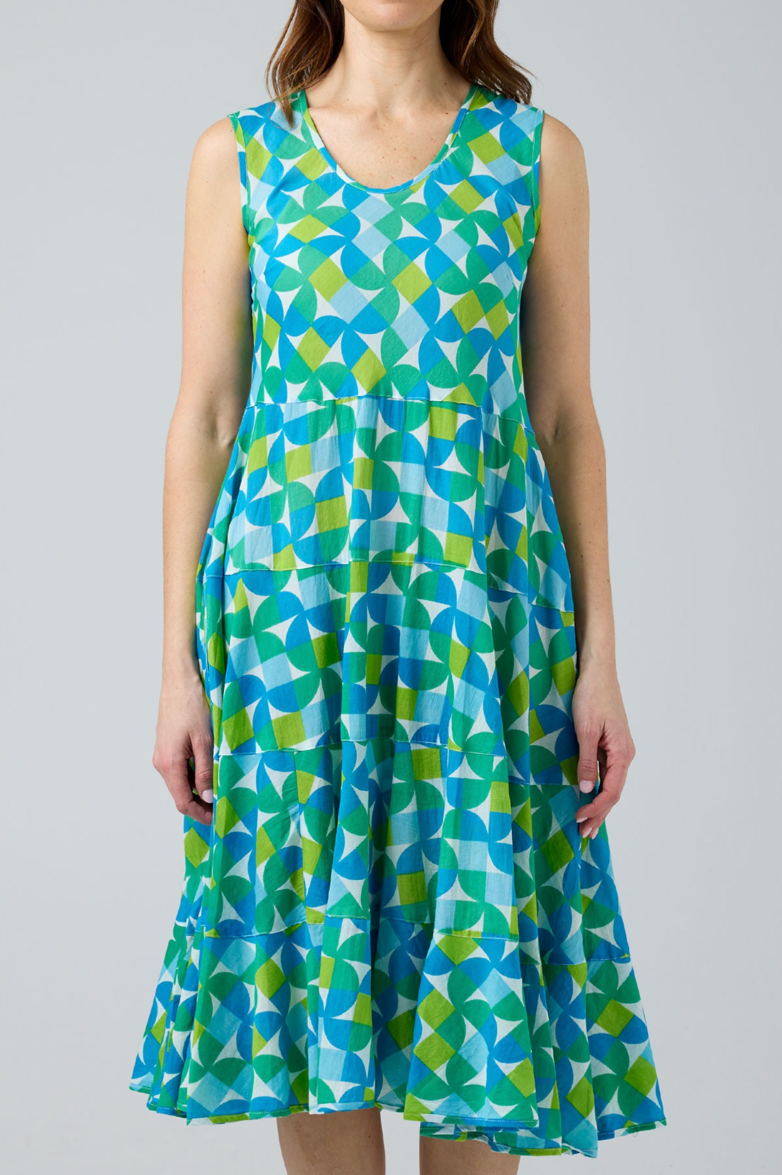 CAKE Illiana Cotton Dress in Square Circle
