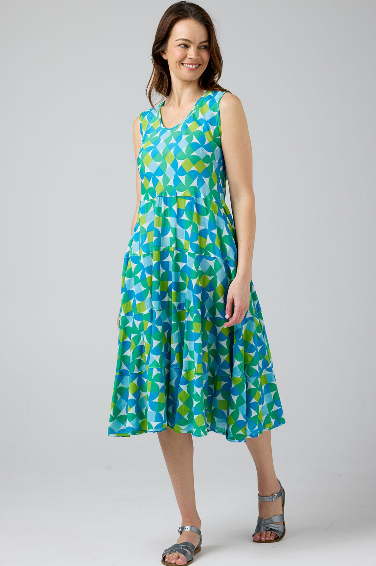 CAKE Illiana Cotton Dress in Square Circle