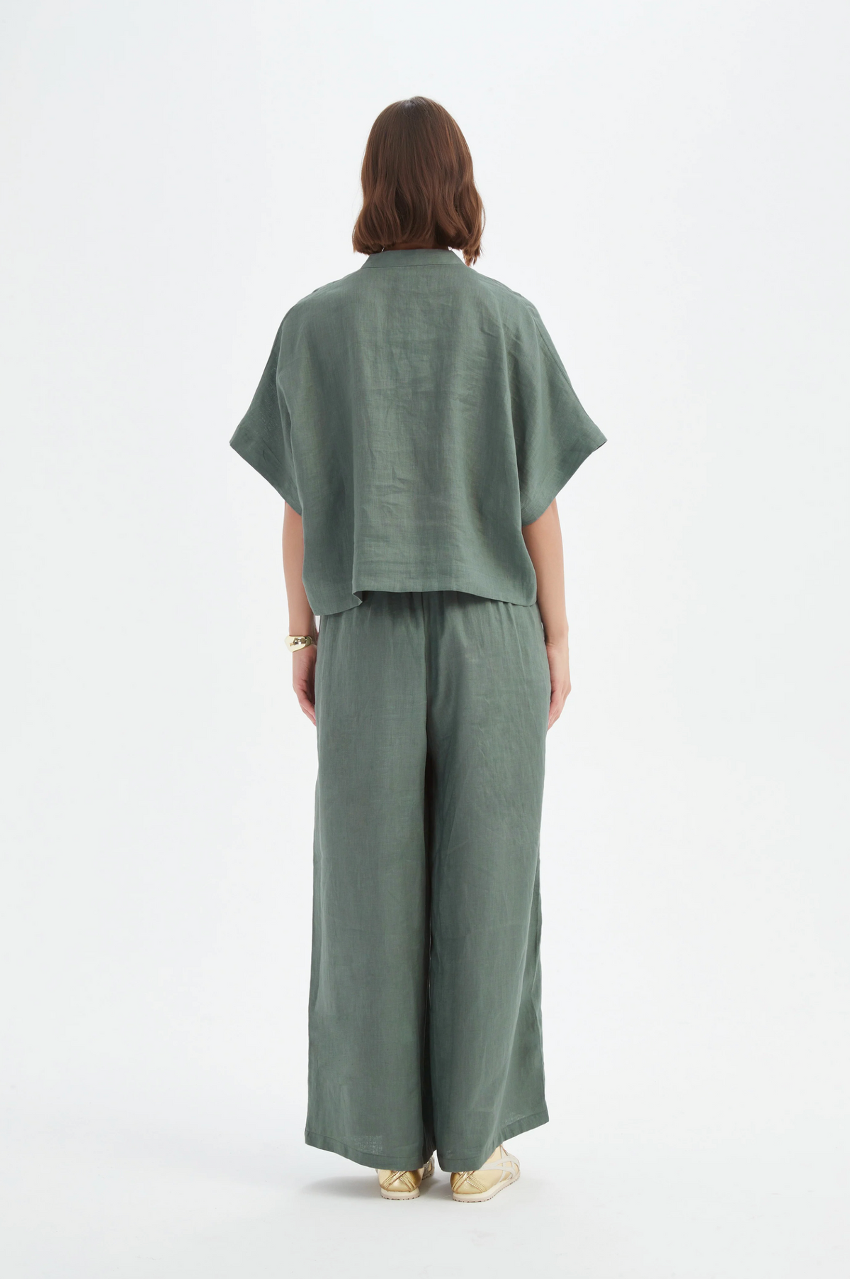 Tirelli Boxy Button Linen Shirt in Petrol