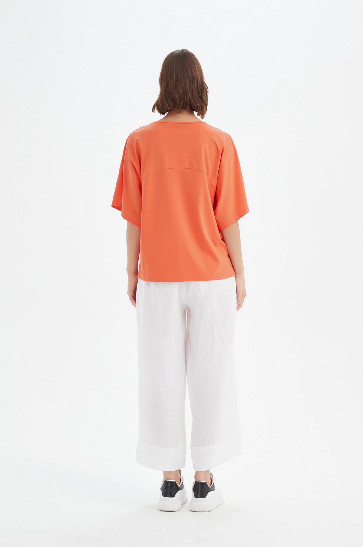 Tirelli Wide Sleeve Yoke Tee in Ember Orange