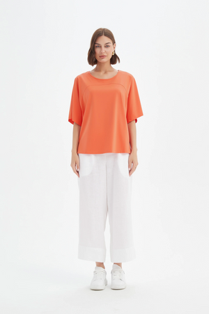 Tirelli Wide Sleeve Yoke Tee in Ember Orange