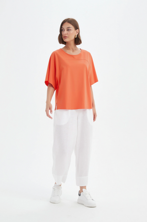 Tirelli Wide Sleeve Yoke Tee in Ember Orange