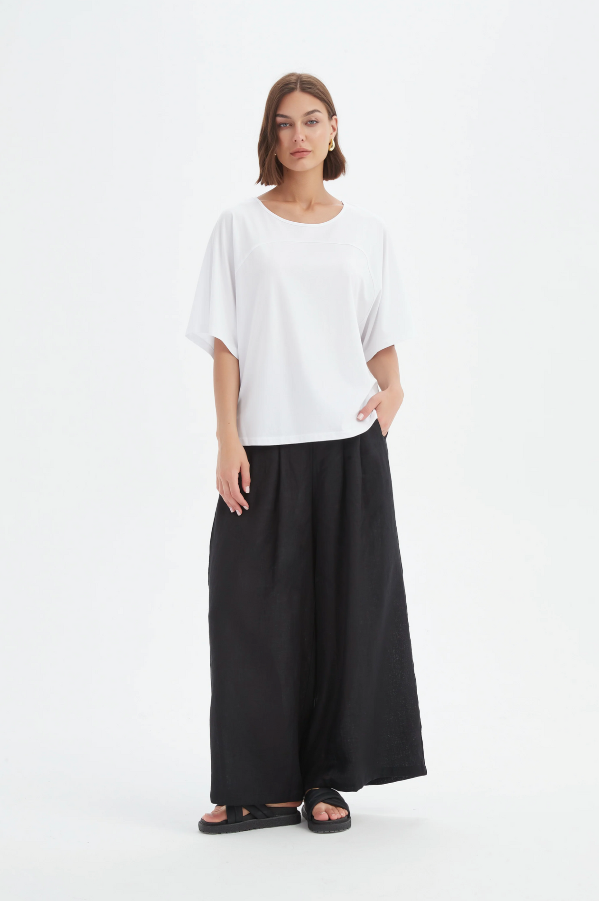 Tirelli Wide Sleeve Yoke Tee in White