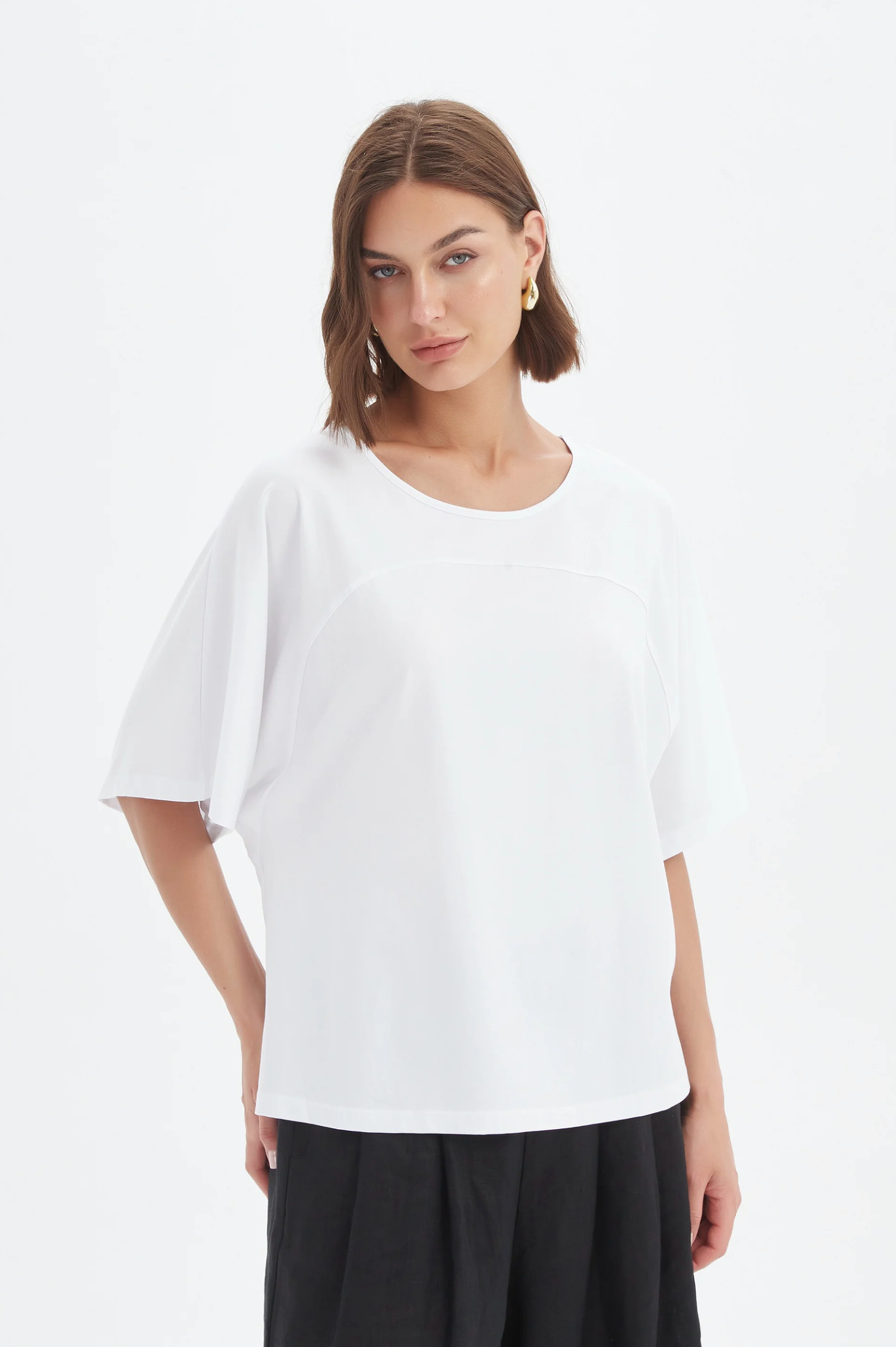 Tirelli Wide Sleeve Yoke Tee in White