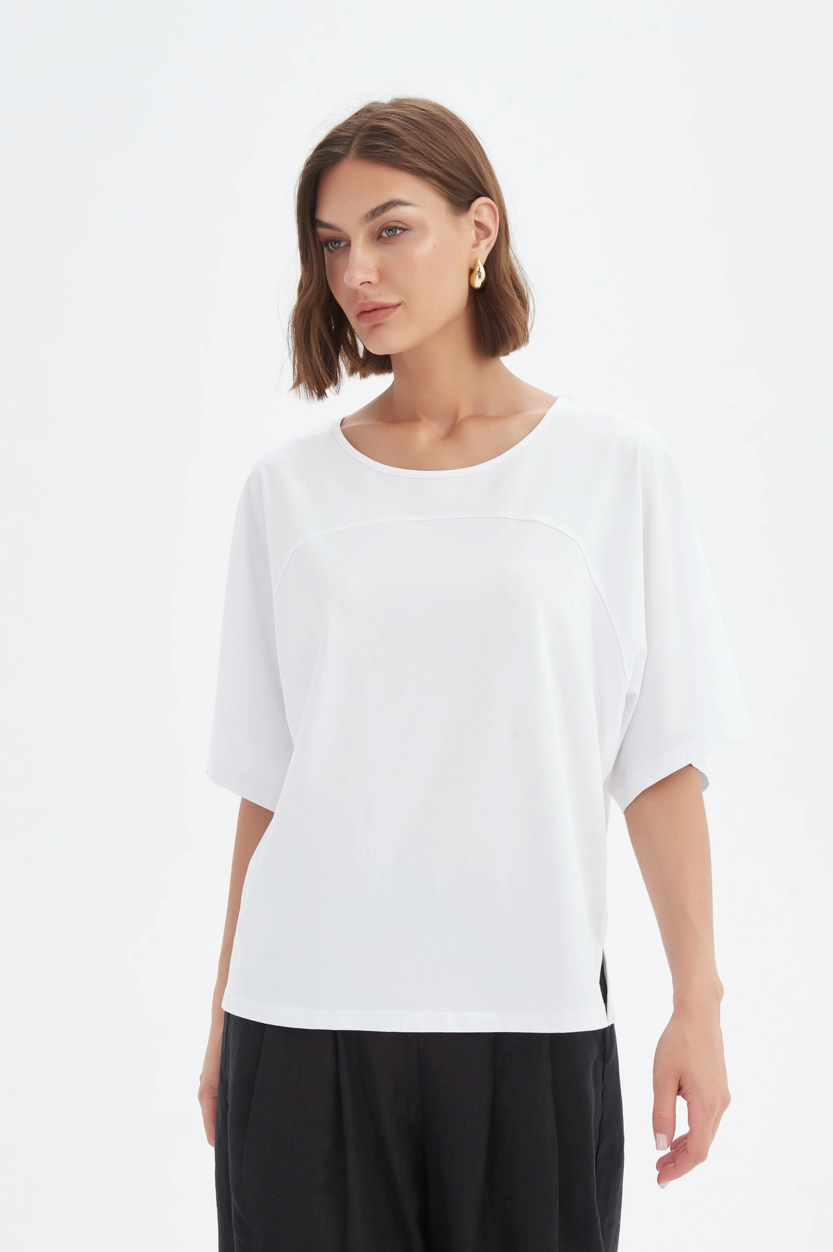 Tirelli Wide Sleeve Yoke Tee in White