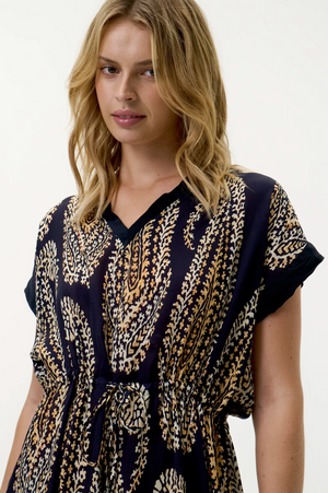 oneseason Sammi Provence Viscose in Navy Paisley