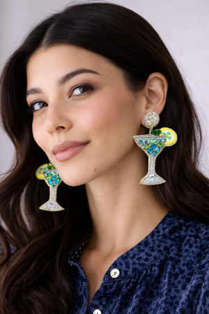 Anna Nova Australia Hand Beaded Earrings in Cocktail Sage