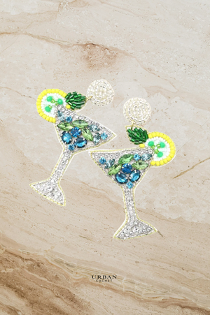 Anna Nova Australia Hand Beaded Earrings in Cocktail Sage