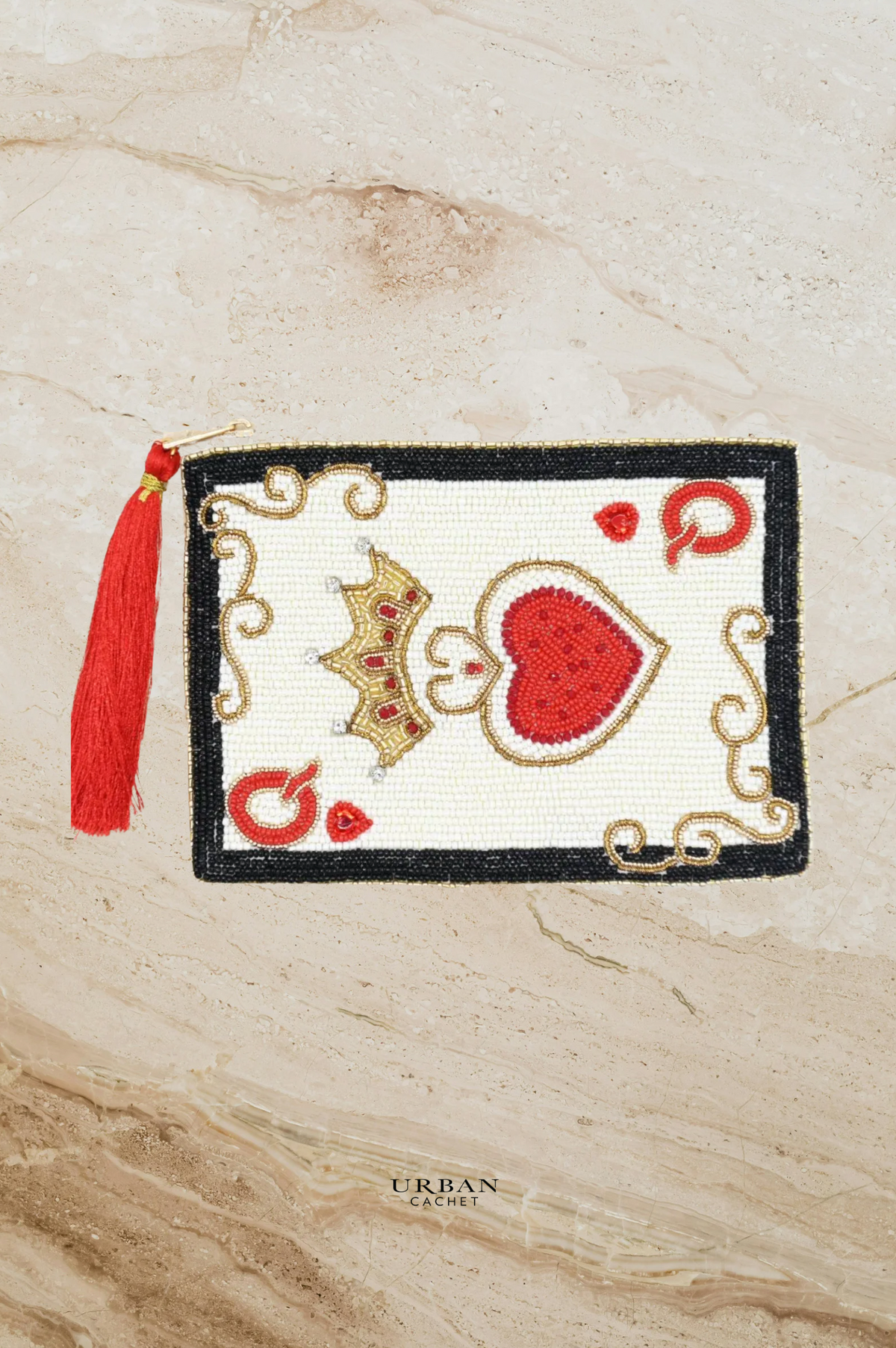 Anna Nova Australia Queen Of Hearts Beaded Pouch